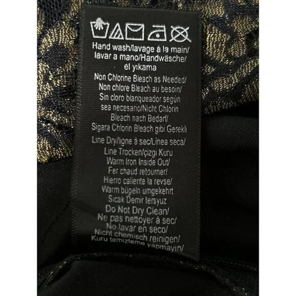 Marchesa Voyage Top Blouse Lace Short Sleeve Black Gold Whimsygoth Size 2 NEW - Picture 7 of 8